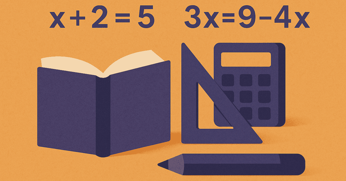 Illustration of algebra equations and a graphed line on a coordinate plane